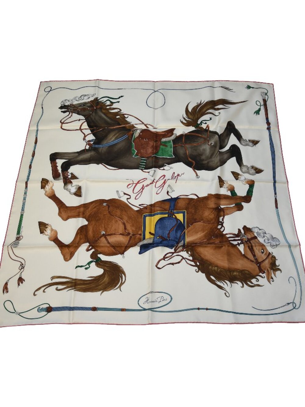 Hermes Grand Galop Carre 90 Scarf Cream